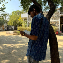 Load image into Gallery viewer, Indigo Block Printed Half Sleeves Shirt for Men
