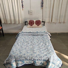 Load image into Gallery viewer, Light Blue  Hand-Block Printed Tilonia AC Blanket
