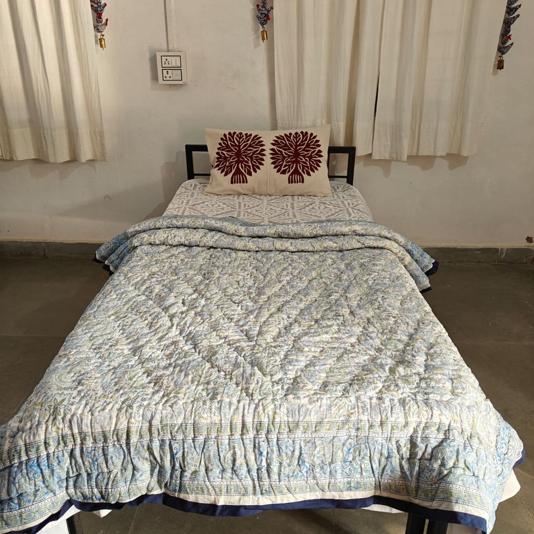 Blue Hand-Block Printed Tilonia AC Blanket