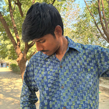 Load image into Gallery viewer, Blue Block Printed Full Sleeves Shirt for Men
