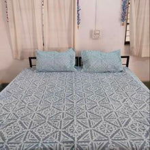 Load image into Gallery viewer, Light Blue Barmer Applique Cut work Bedspread
