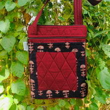 Load image into Gallery viewer, Brown &amp; Maroon Hand-block Printed Travel Sling Bag
