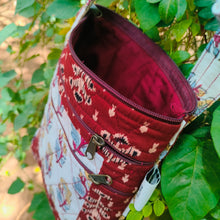 Load image into Gallery viewer, Red &amp; White  Hand-block Printed Travel Sling Bag
