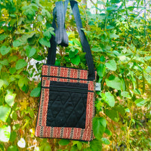 Load image into Gallery viewer, Black &amp; Red  Hand-block Printed Travel Sling Bag
