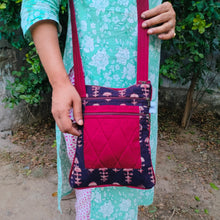 Load image into Gallery viewer, Brown &amp; Maroon Hand-block Printed Travel Sling Bag
