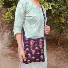 Load image into Gallery viewer, Brown  Hand-block Printed Travel Sling Bag
