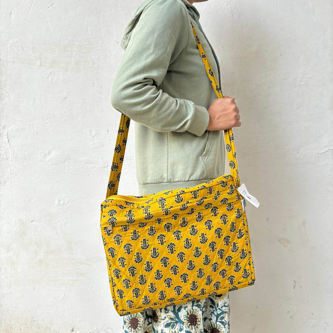 Yellow Block Printed  Laptop bag