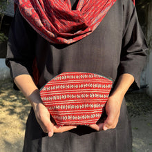 Load image into Gallery viewer, Maroon Hand-block Printed Cotton Travel Pouches of 3 Set
