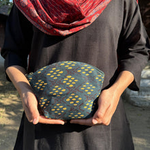 Load image into Gallery viewer, Yellow &amp; Green Hand-block Printed Cotton Travel Pouches of 3 Set
